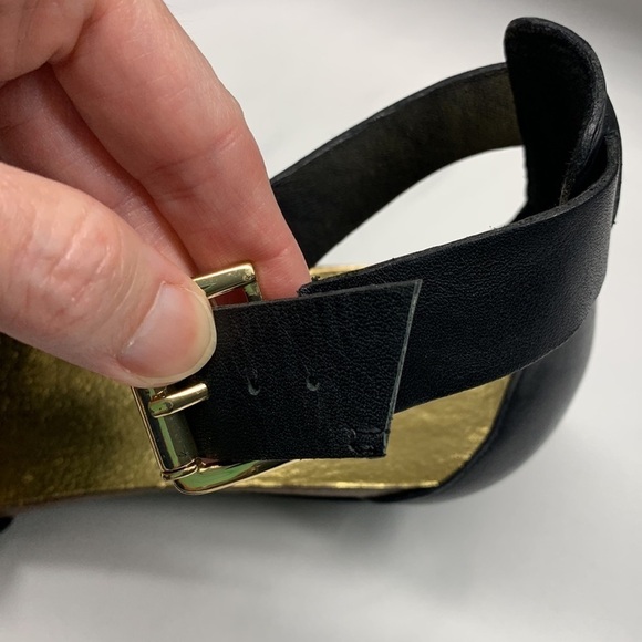 Vince Camuto Lora Leather Ankle Strap Sculpted Heel Sandals Size 10 Black - Picture 14 of 14